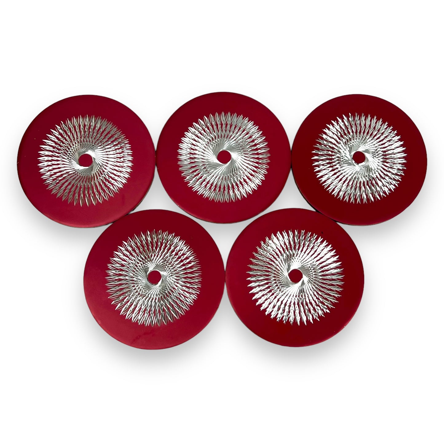 Red Conrah Drink Coasters x5 Aluminium