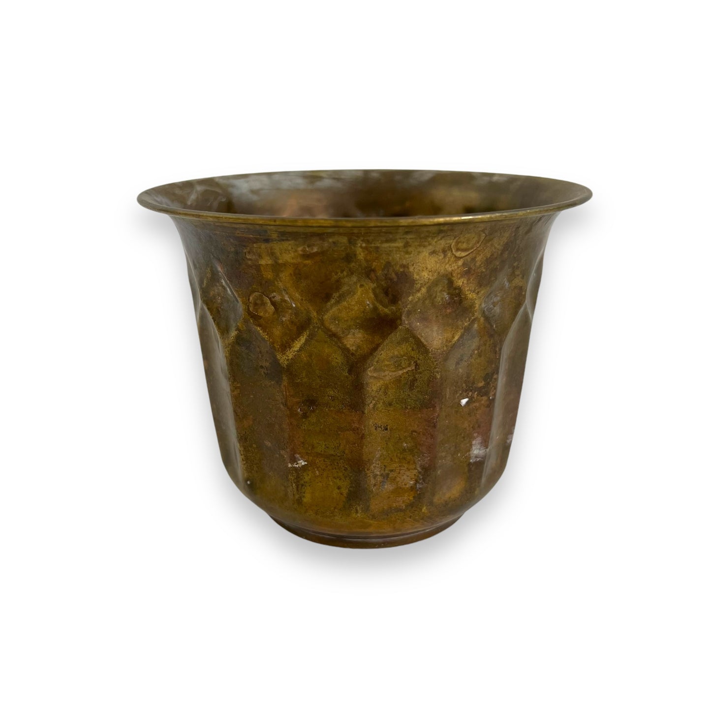Small Brass Planter Pot Diamond Pattern