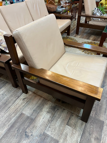 1.Mid-Century Modern Timber & Leather Lounge Chair