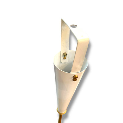 Red & White Mid Century Lamp — Brass & Marble Base, Red and White Shades (Missing Outer Reflector Shade)