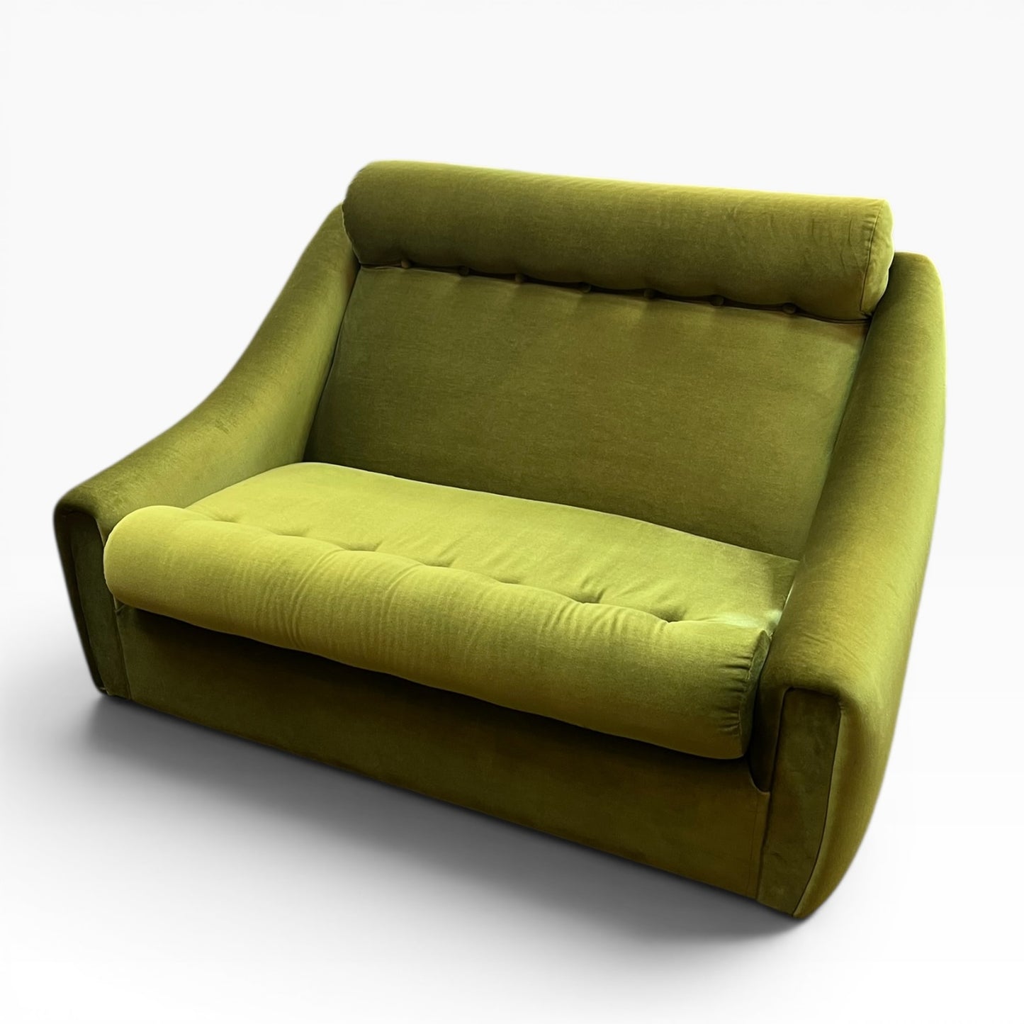 Dana Furniture 2 Seater Lounge | Olive Green Velour | Mid Century Modern Sofa