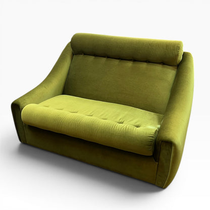 Dana Furniture 2 Seater Lounge | Olive Green Velour | Mid Century Modern Sofa