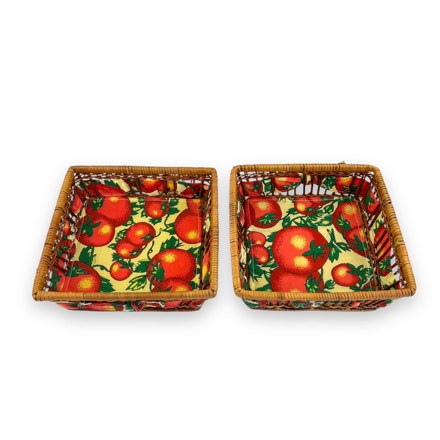 Tomatoes pattern square wicker basket