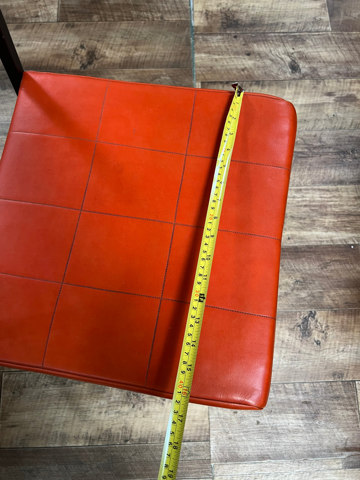 Orange Vinyl Dining Chair – Black Metal Frame