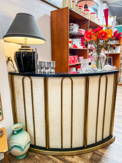 Curved Brass & Black Bar / Console Cabinet
