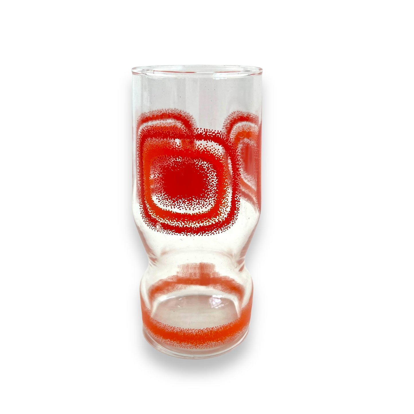 Red orange square pattern single glass