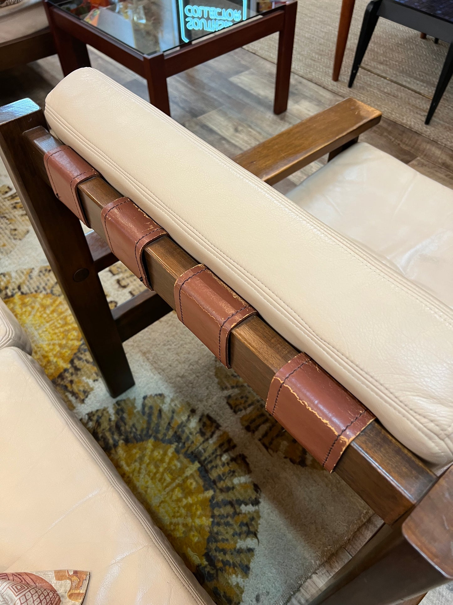 1.Mid-Century Modern Timber & Leather Lounge Chair