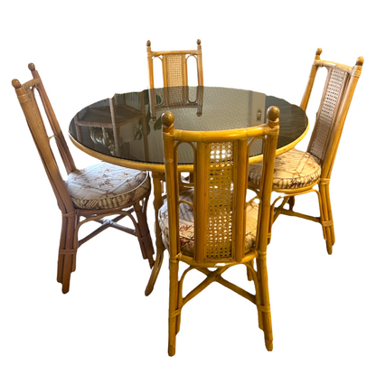 Cane Dining Table & 4 Chairs