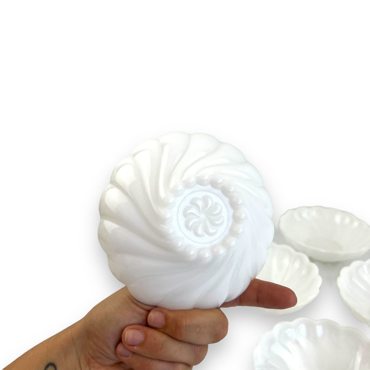 Set of 6 Vintage Milk Glass Bowls