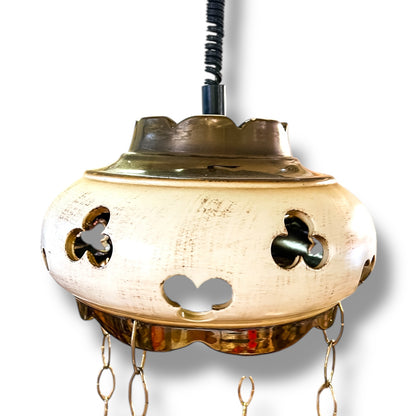 Mid-Century Hanging Planter Light by Aust Skills Co. (Model PL207) — Ceramic & Brass Double-Tier Pendant