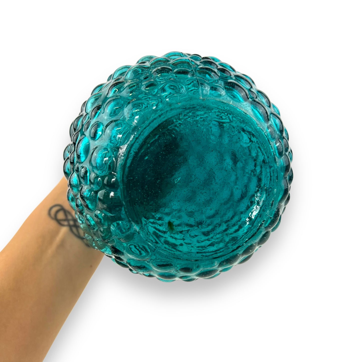 Teal Blue Hobnail Genie Bottle – Made in Italy