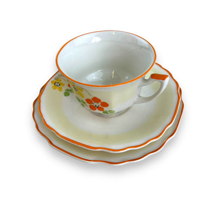 Hand painted flower tea cup set - made in England