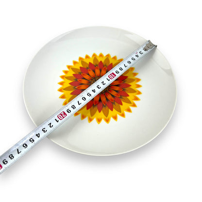 Vibrant Yellow, Red & Orange Flower Plate Set of 2