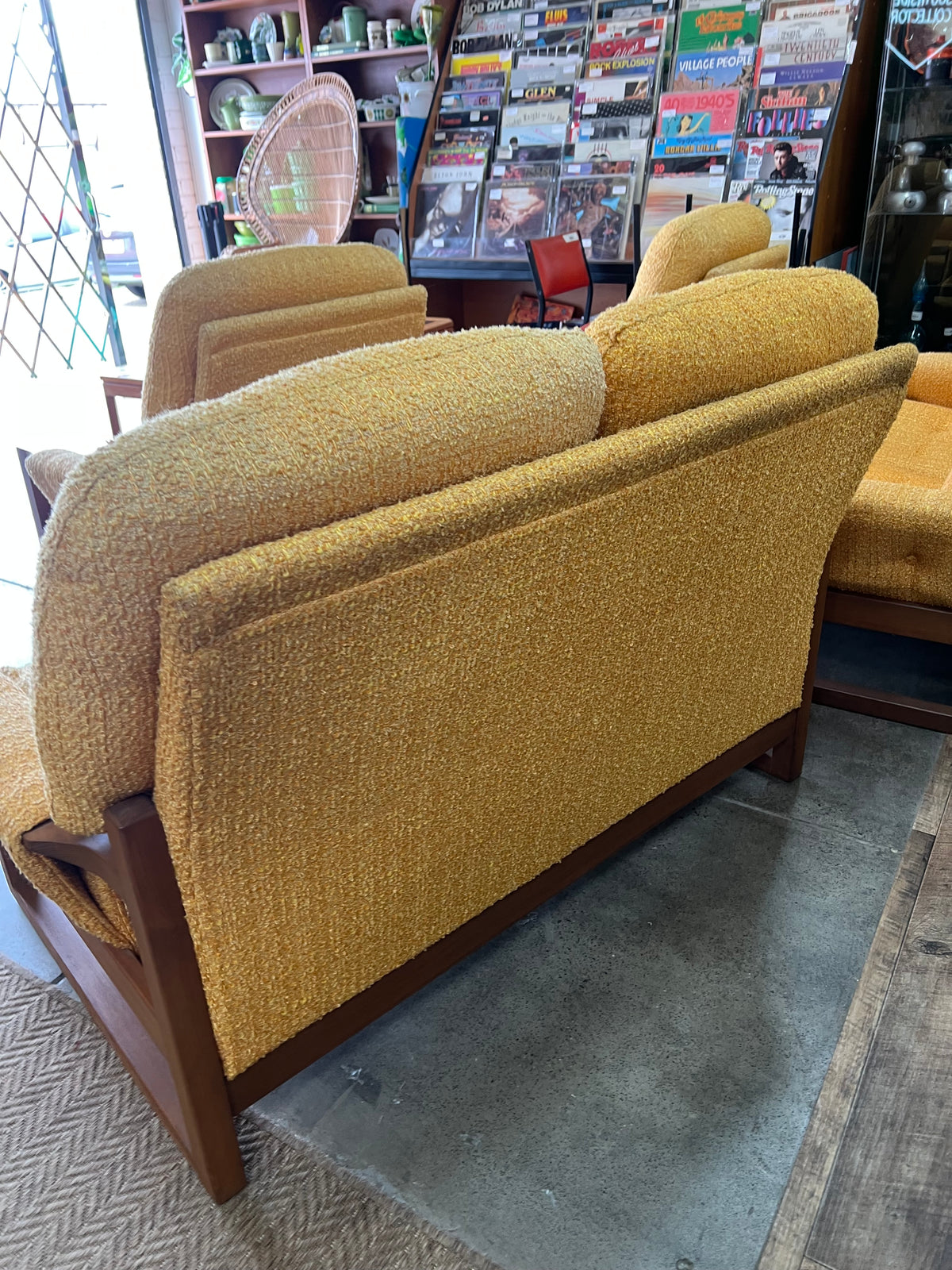 Mustard Yellow Bouclé Two-Seater Lounge