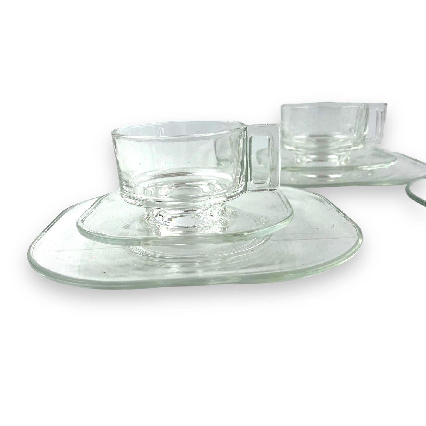 Joe Colombo Italian Arno Glass Trio: Salad plate, teacup & Saucer