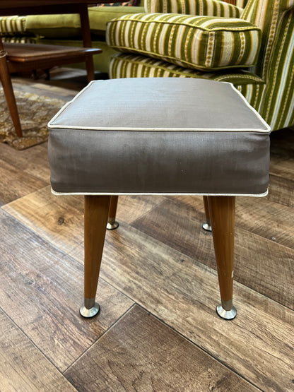 Grey Square Mid Century Footstool with Removable Legs