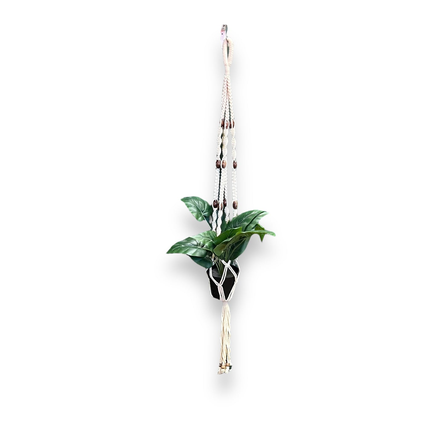 Macrame Plant Pot Holder with wooden Beads