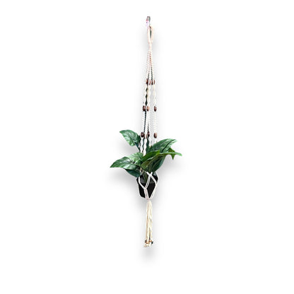 Macrame Plant Pot Holder with wooden Beads
