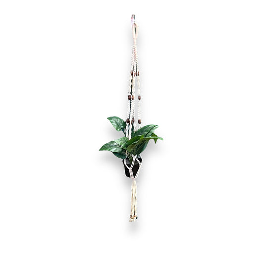 Macrame Plant Pot Holder with wooden Beads