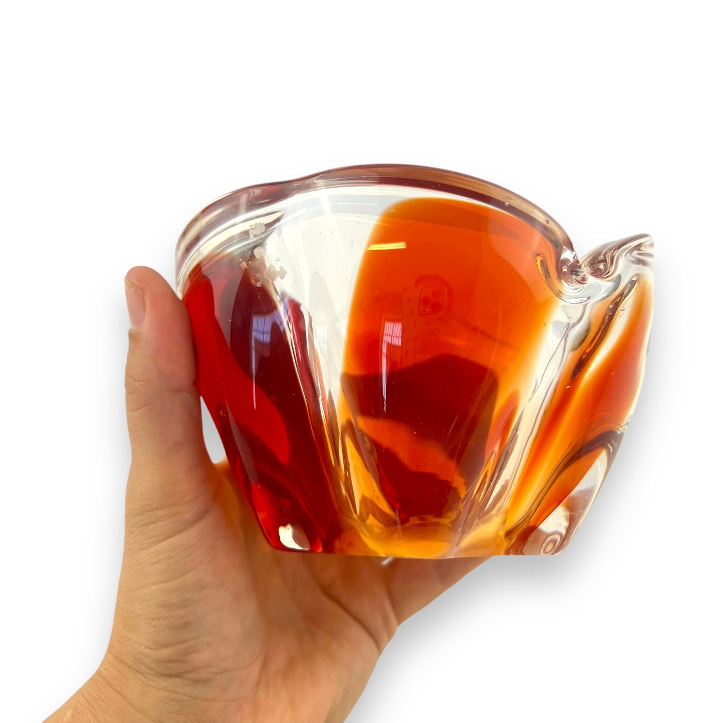 Red and clear Art Glass dish