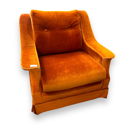 Orange Velour Single Lounge Chair