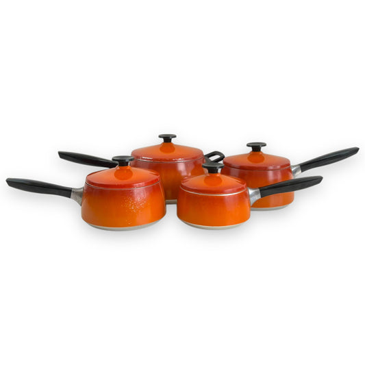Orange Enamel Steel Cookware Set - 4 Pieces