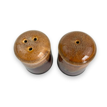Brown Glaze Drip Salt & Pepper Shaker Set