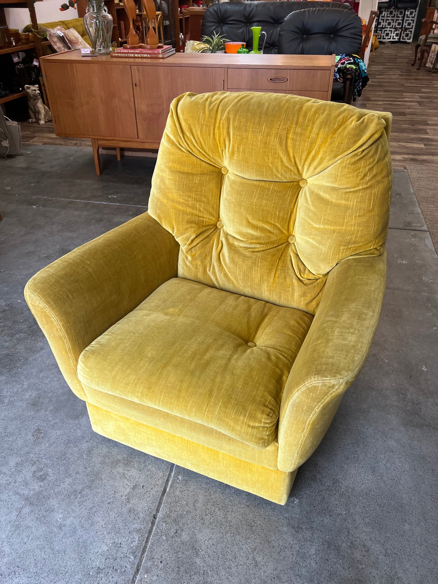 Fler Yellow Velvet Single Lounge Chair (Hole on side)