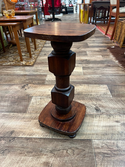 Timber Plant Stand / Pedestal Side Table – Dark Stained Wood