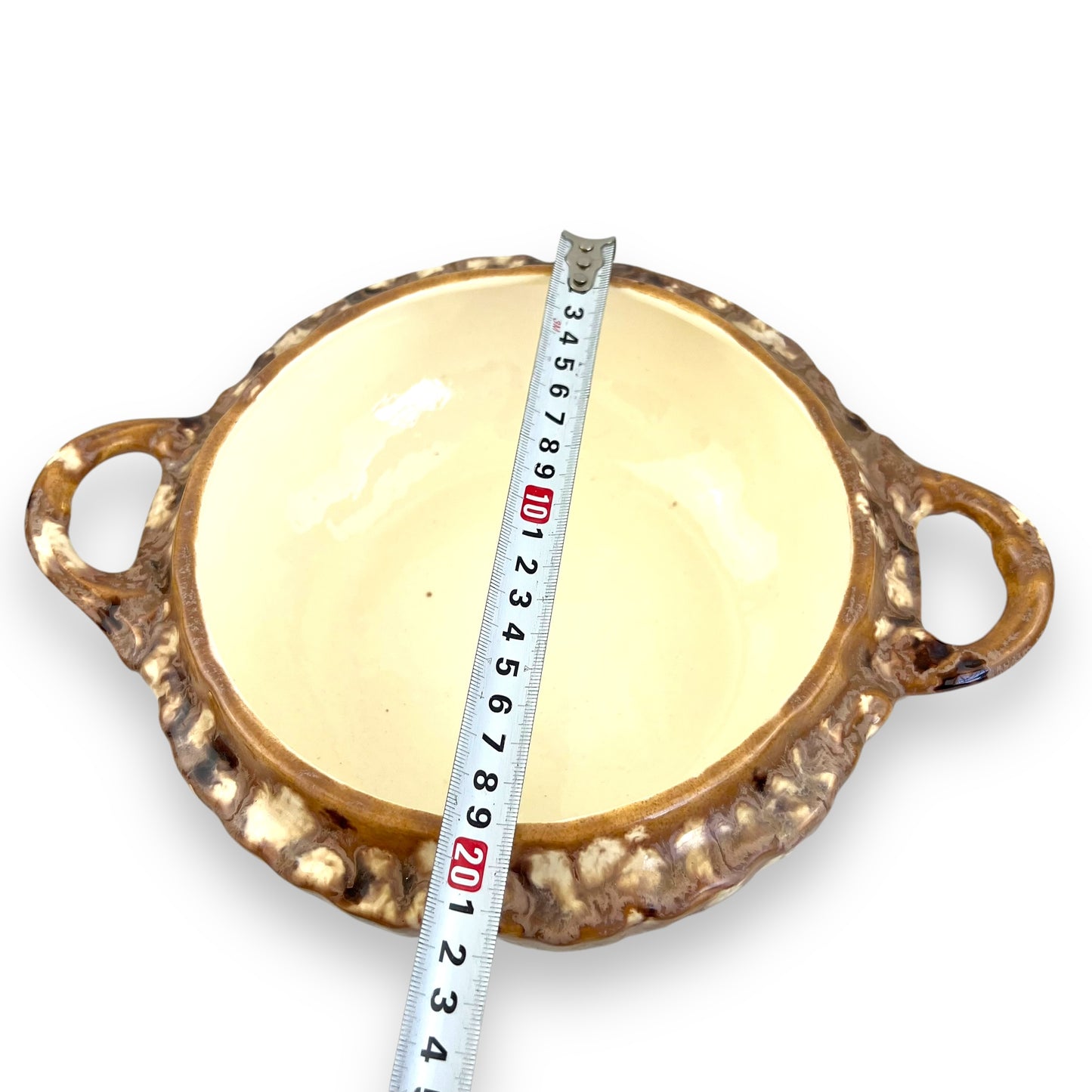 Brown and white glaze drip baking dish with hot pot stand