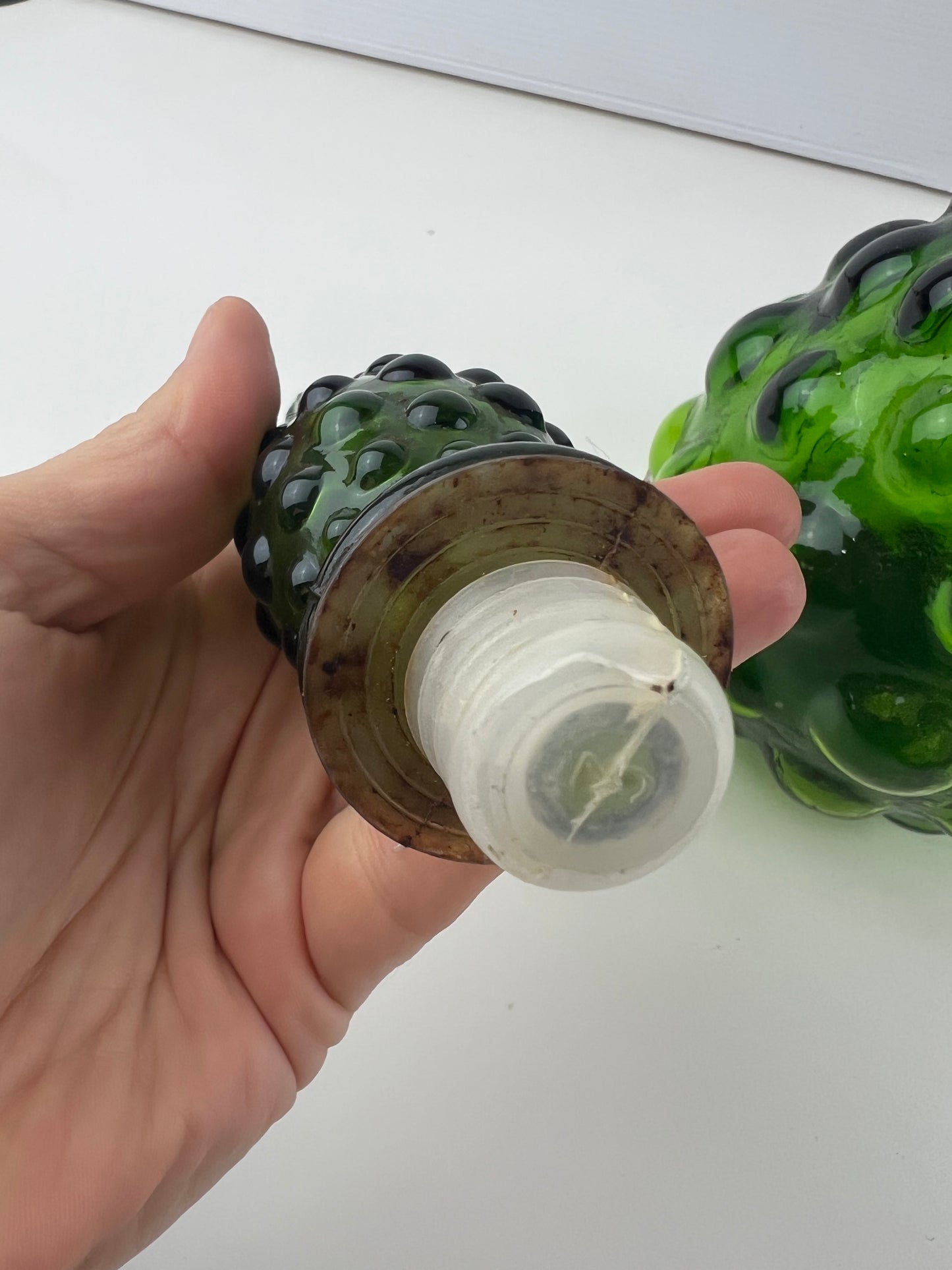 Italian Empoli Green Glass Genie Bottle