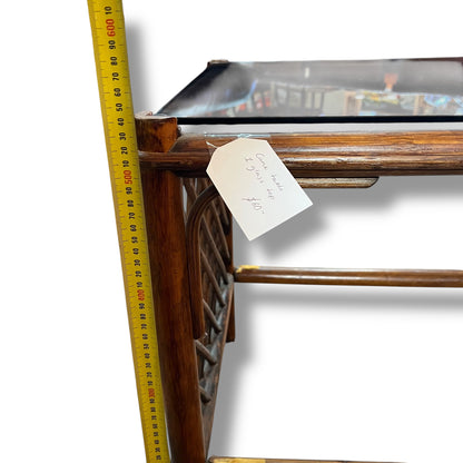 Brown Cane & Smoked Glass Side Table