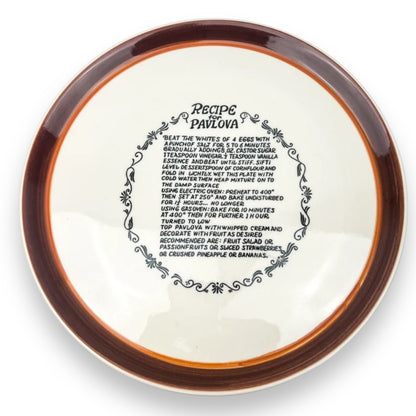 Recipe for Pavlova Plate Brown and Orange stripe - Made in Japan