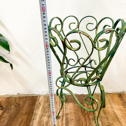 Vintage green swirl metal plant pot holder