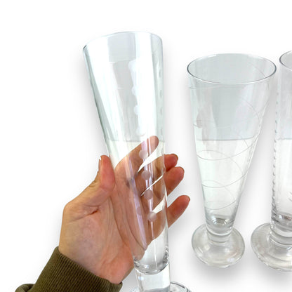 Tall Cocktail Glass Multi pattern set of 4