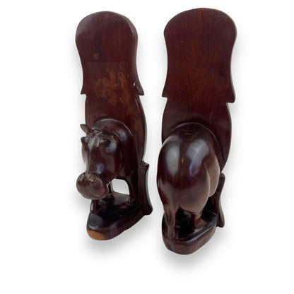 Wooden Hippo Bookends