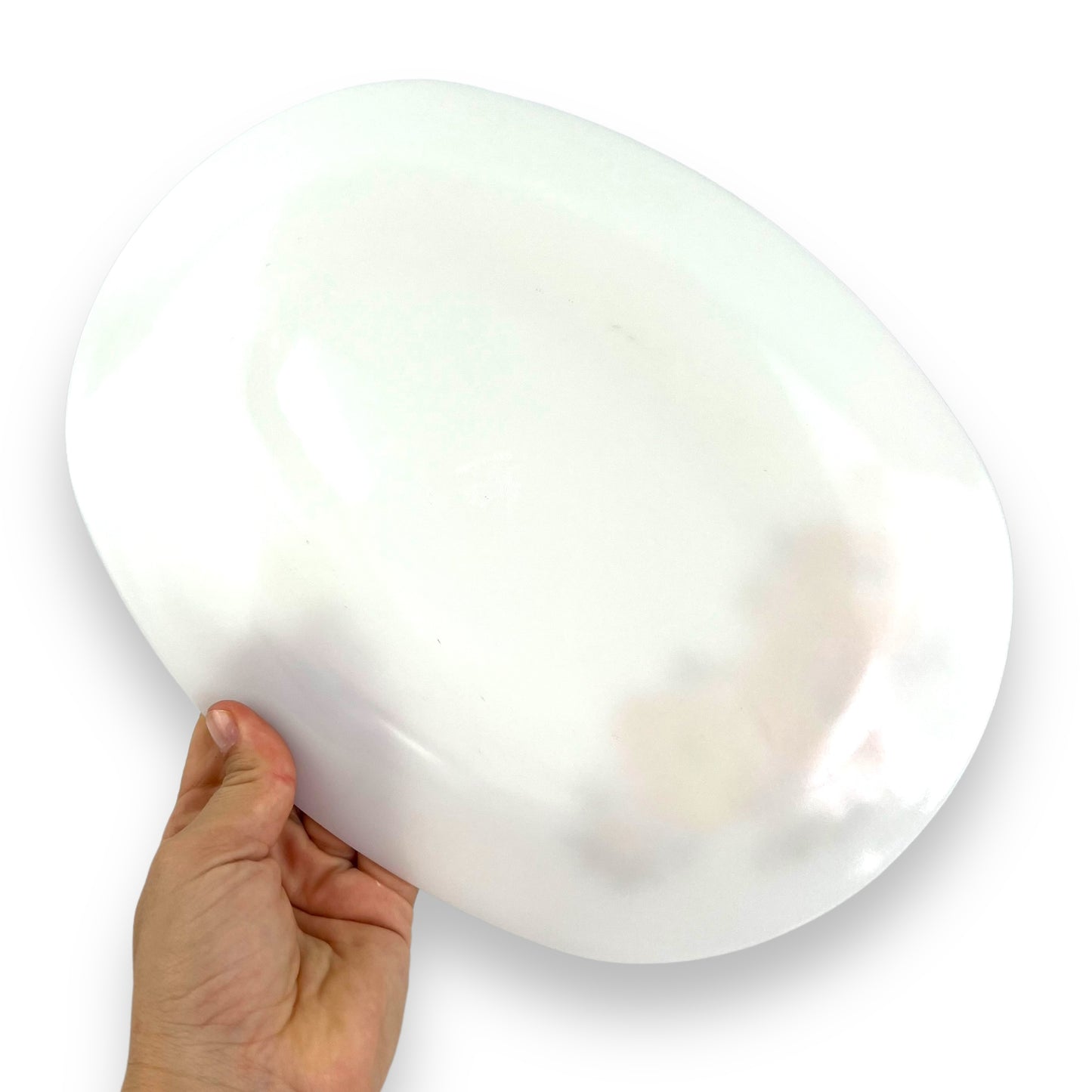 Orange Flower White Milk Glass Oval Plate