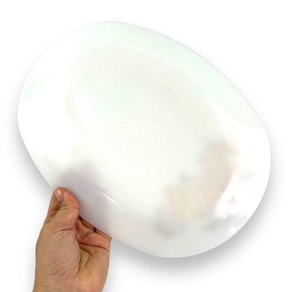 Orange Flower White Milk Glass Oval Plate