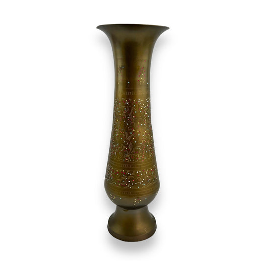 Large brass vase colourful dots