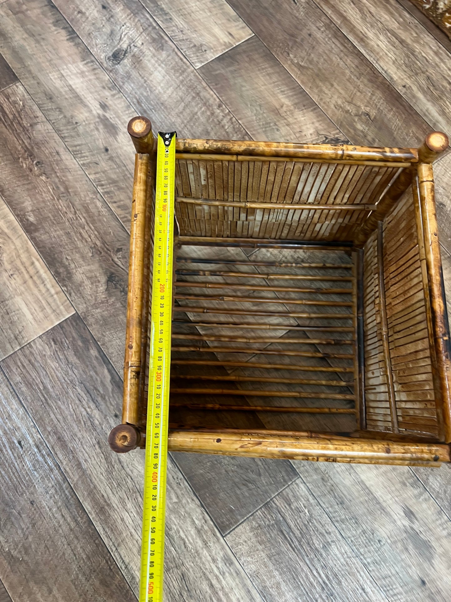 Tortoiseshell Cane Plant Basket / Bamboo Planter Holder