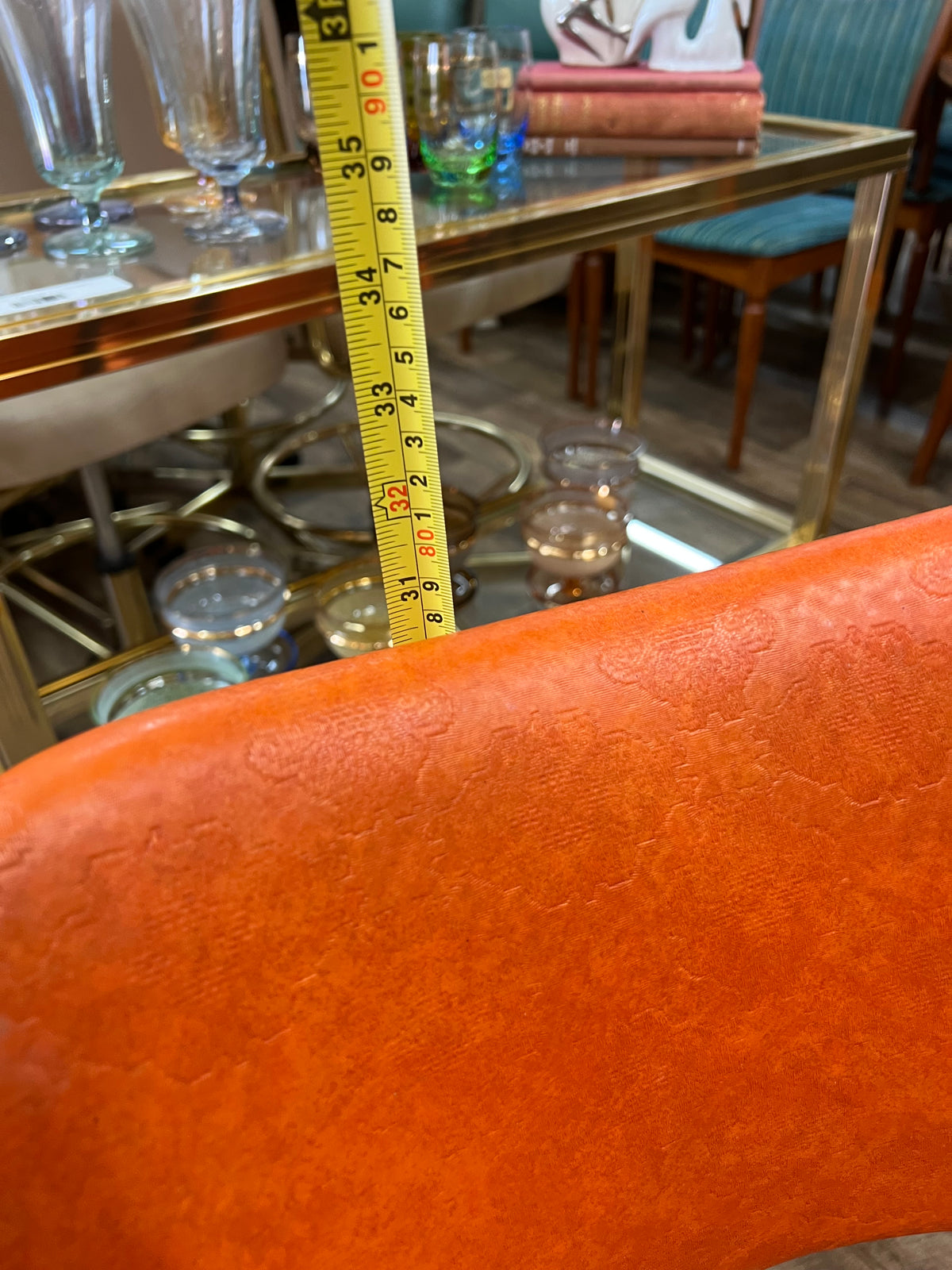 Set of 4 Orange Vinyl Dining Chairs
