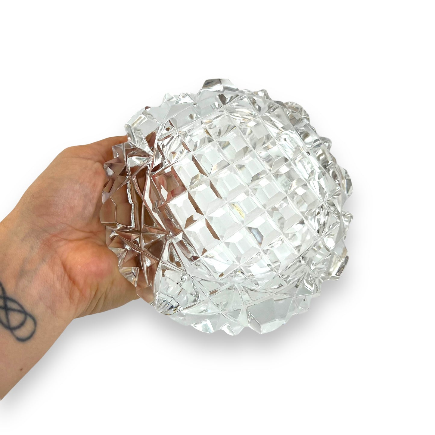 Heavy crystal cut glass ashtray