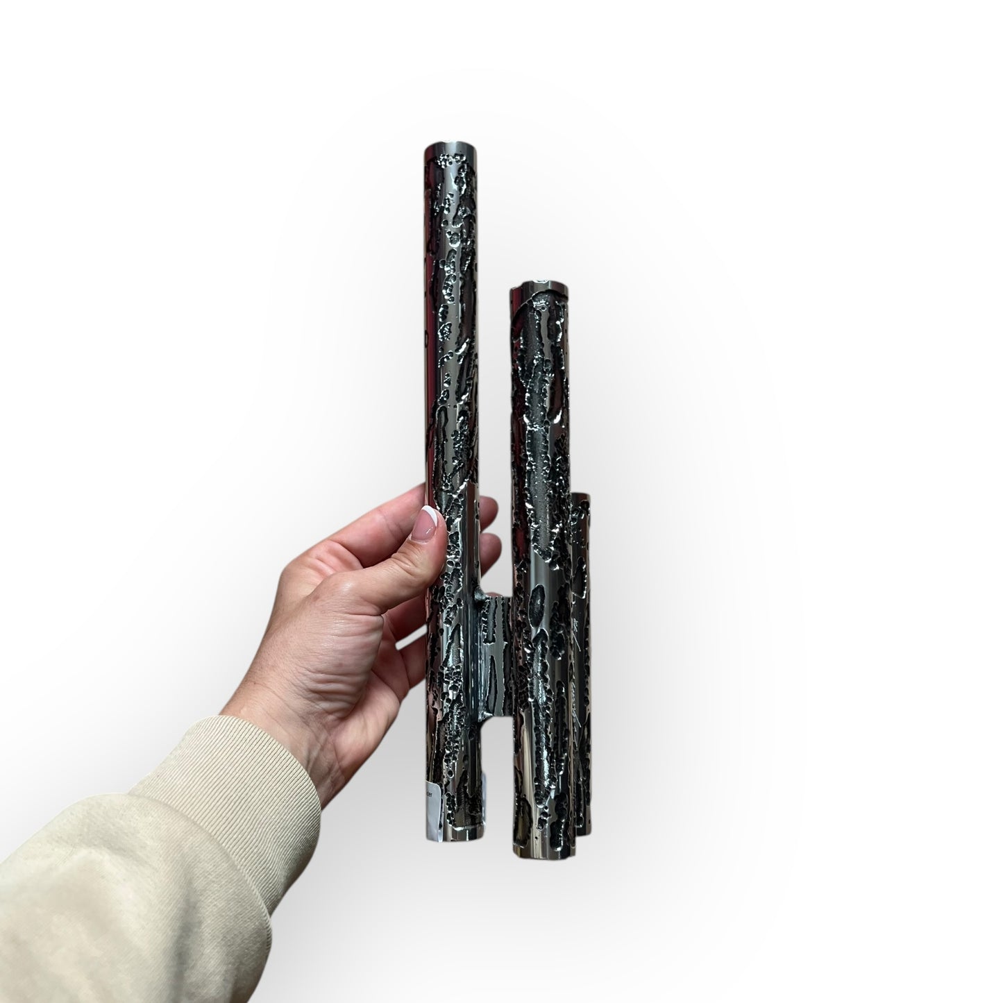 Brutalist Chrome Candle Holder