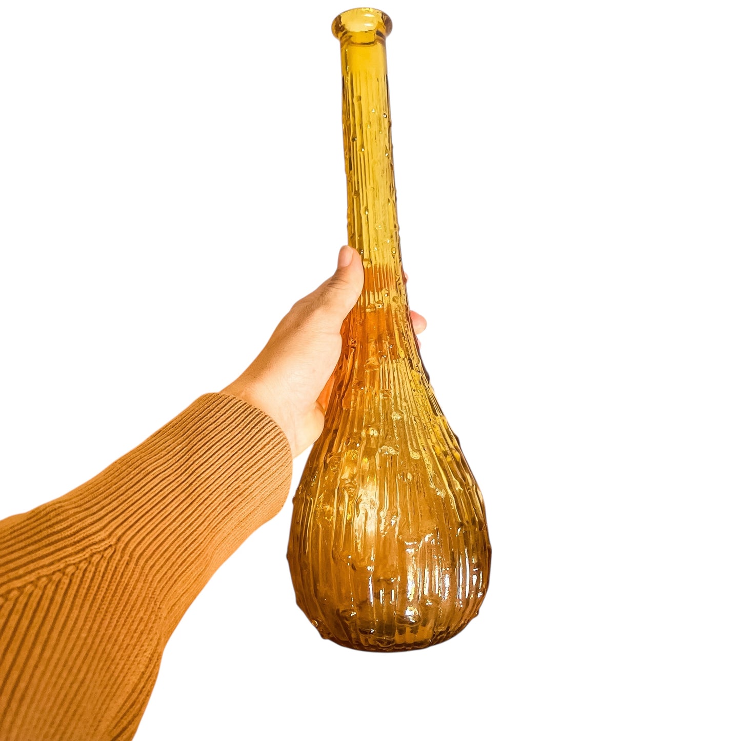Amber Glass Wax-Drip Genie Bottle