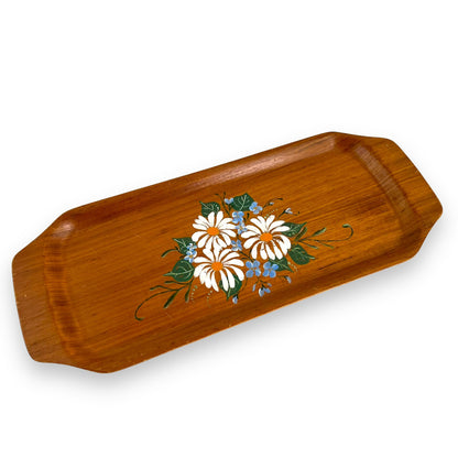 Wood platter with flowers