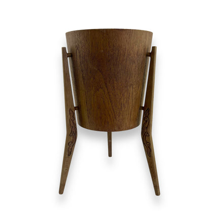 Mid Century Marquis Tripod Faux Teak Planter