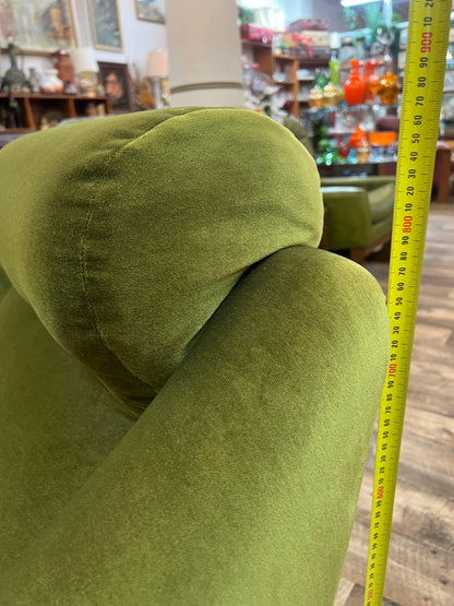 Dana Furniture Armchair | Olive Green Velour | Mid Century Modern Lounge Chair