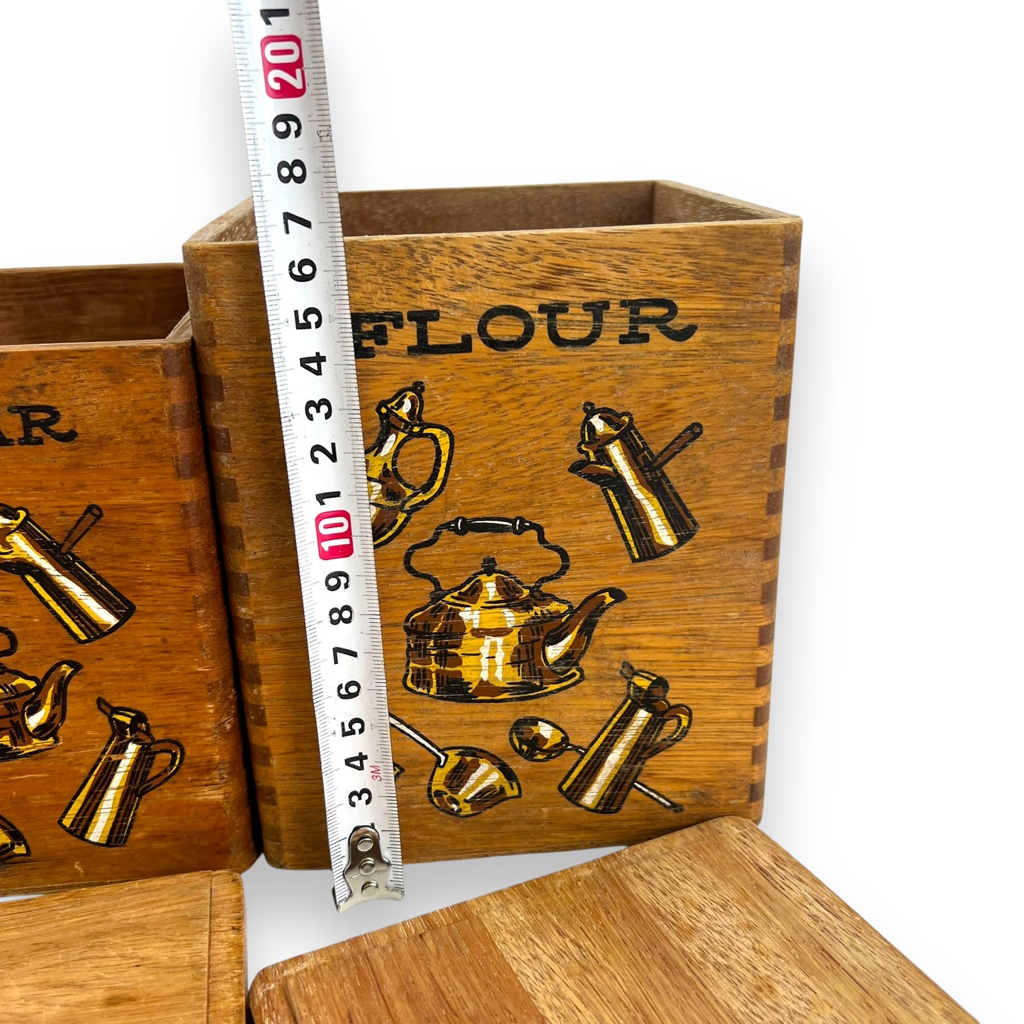 Wooden Kitchen Canister Set - Tea, Coffee, Sugar, Flour