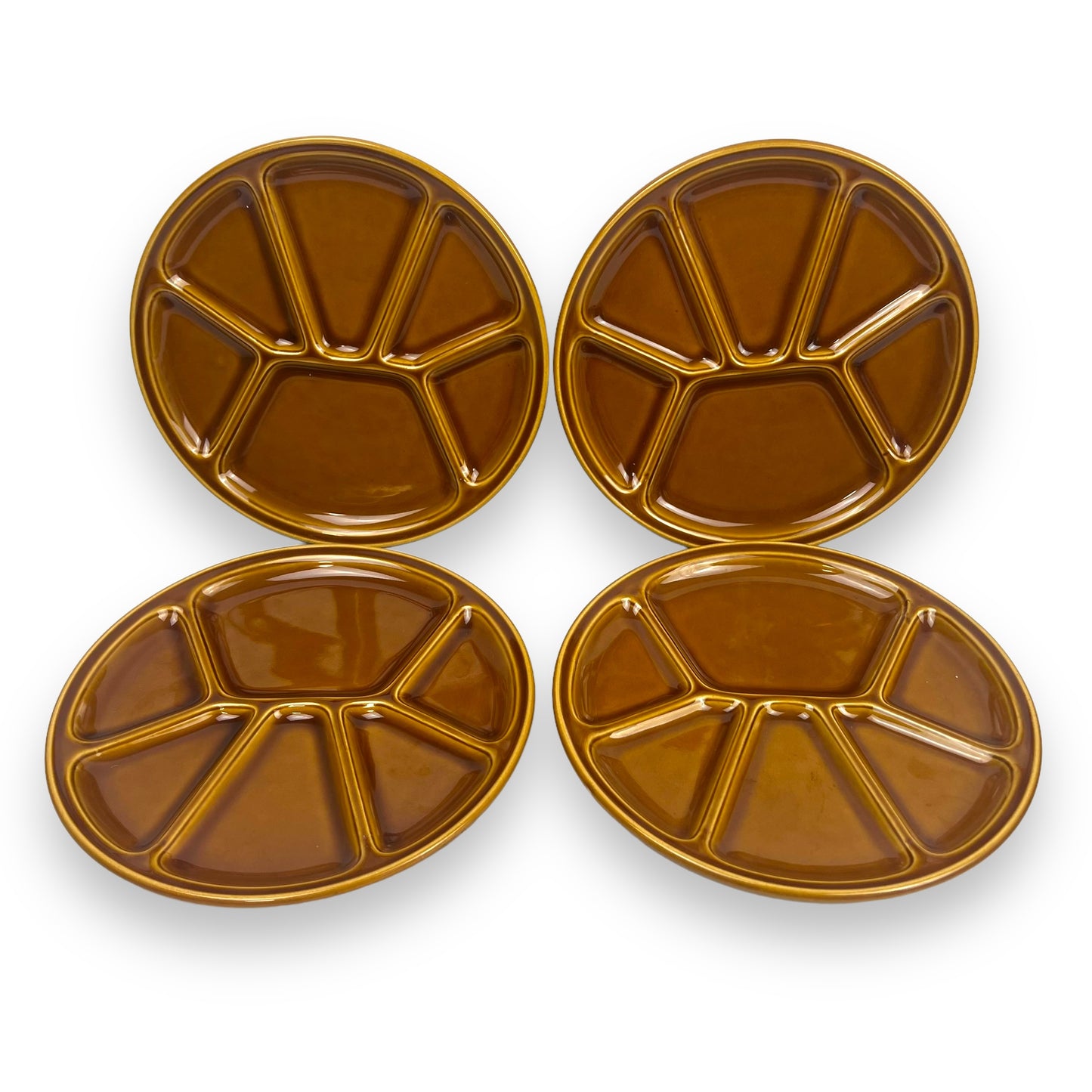 Fondue Plates x4 brown earthenware ceramic