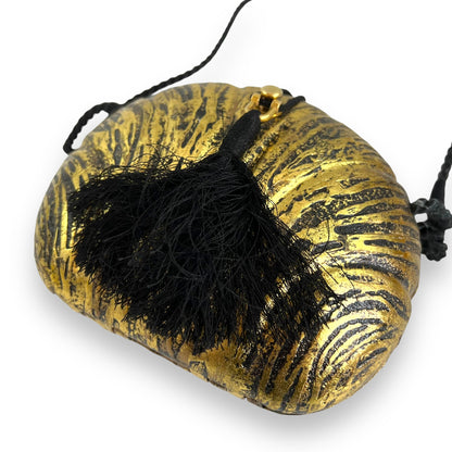 Gold & Black Wooden Evening Bag - Timmy Woods Style